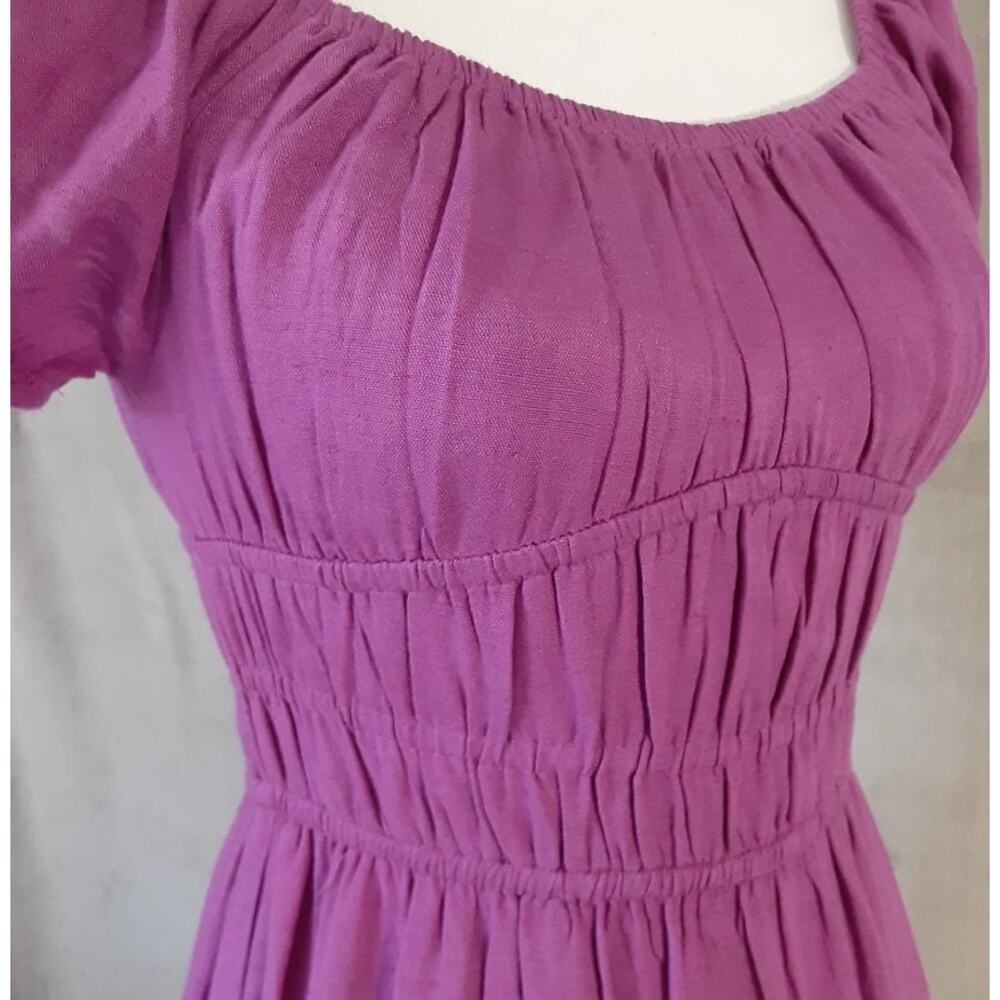 Sim and Sam pink linen smock poplin midi dress 163811DR sz M - Picture 7 of 12